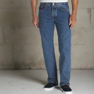 Levis 501 Original Button Fly Blue Jeans Men's 100% Cotton Straight Leg, 32/32